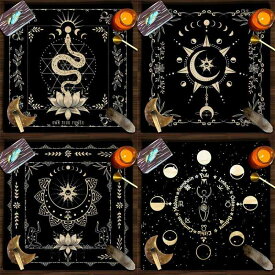 タロットクロス 厚手 ベルベット生地 占い リーディング スプレッドクロス ライブ配信 撮影 背景布 儀式用 マット 正方形 長方形 テーブルクロス 幾何学模様 高級感 滑り止め