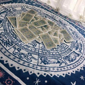 テーブルクロス リバーシブル 十二星座柄 タロットカード オラクルカード 占い ボードゲーム用 コットンリネン 綿麻 正方形 幾何学模様