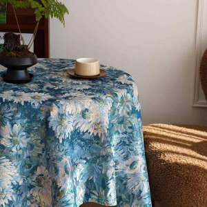 テーブルクロス モネ風 ジャガード織り フレンチ レトロ 油絵調 アート 食卓カバー 北欧テイスト ポリエステル綿混素材 長方形 円形対応 耐熱 断熱 防塵 耐摩耗性 おしゃれ インテリア モネ