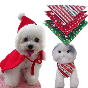 ペットウェア クリスマス 猫 犬 小型犬用 マント ケープ ポンチョ コスチューム 衣装 よだれかけ スタイ バンダナ スカーフ レッド グリーン ポリエステル素材 かわいい お洒落