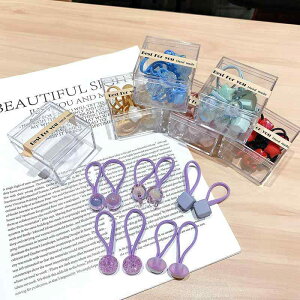 ヘアアクセサリー キッズ 女の子 ビーズ付き ヘアゴム 髪飾り ヘアバンド カートゥーン 花柄 手作り アクリル 10点セット 収納ボックス付き かわいい