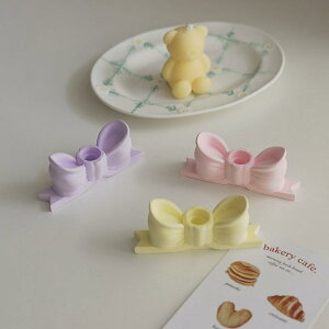 キャンドルホルダー スティックアロマキャンドル用 石膏 リボン 高級感 おしゃれ かわいい SNS映え インテリア雑貨 置物 ピンク エレガント 癒やし 部屋飾り