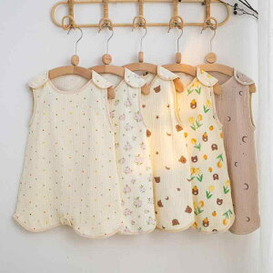 スリーパー ベビー 新生児 赤ちゃん ノースリーブ ベスト ガーゼ コットン 夏用 薄手 通気性 吸湿速乾 寝冷え防止 お昼寝 パジャマ 寝巻き