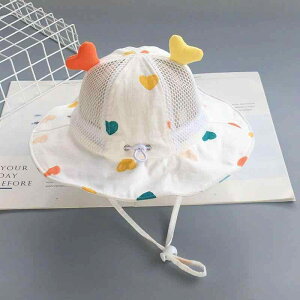 帽子 ベビー 男の子 女の子 赤ちゃん用 綿素材 つば広 薄手 軽量 メッシュ サファリハット バケットハット サイズ調整可能 UVカット 日焼け防止 紫外線対策 かわいい キャラクターデザイン