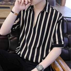 ポロシャツ 半袖 メンズ 薄手 軽量 春夏 ストライプ 襟付き 吸湿速乾 おしゃれ カジュアル トップス カーキ ブラック ホワイト