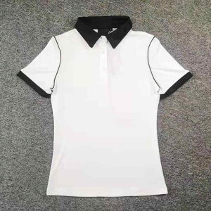 ゴルフ ポロシャツ レディース 半袖 夏用 通気性 速乾 スリム スポーツウェア 再生繊維 ポリエステル ホワイト ブラック