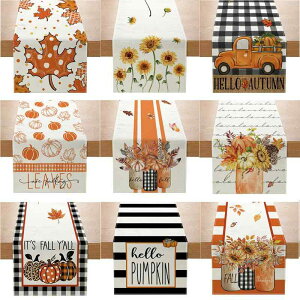 テーブルランナー 北欧 アメリカンスタイル 秋 ハロウィン 感謝祭 カボチャ柄 紅葉柄 リネン製 家庭用 リビング ダイニング センターテーブル ラウンドテーブル おしゃれなインテリア装飾