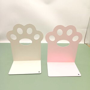 ブックエンド 猫爪 かわいい アニマルデザイン 金属製 スチール デスク 卓上 本立て 書籍整理 収納 オフィス 書斎 ベージュ ピンク