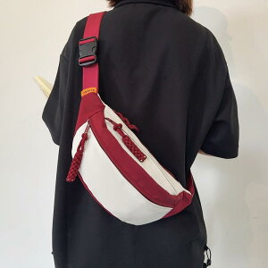 ボディバッグ レディース バイカラー ショルダーバッグ ウエストポーチ ストリート カジュアル 学生 スポーツ ミニバッグ オックスフォード生地 ソフト 携帯ポケット ファスナー 普段使い