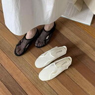 パンプス レディース メッシュ素材 通気性 フラット ラウンドトゥ スリッポン フレンチレトロ ヴィンテー…