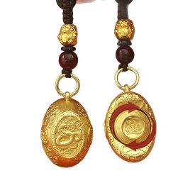 キーホルダー キーリング キーチェーン 十二支 巳年 干支 元宝 回転式 金色 招財進宝 開運 ラッキーアイテム 中国風 金属製 チャーム ストラップ 縁起物 お守り