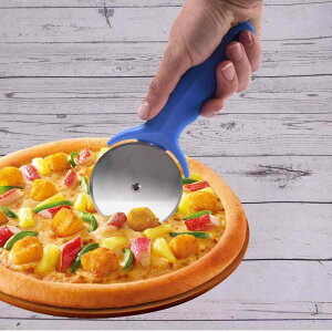 製菓道具 ピザカッター 保護カバー付き 丸型 ピザナイフ 回転刃 製パン用品 手作り 家庭用 ホームベーカリー グリーン ブルー カラフル モダン シンプル スライサー