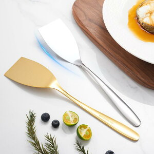 フライ返し 304ステンレス製 調理ヘラ 鉄板焼き パンケーキ ピザ ステーキ用 フラット 厚手 耐熱 滑り止め フッ素加工対応 シルバー ゴールド