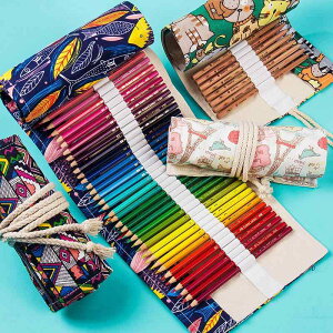 ペンケース 男女兼用 手作り 帆布 キャンバス ロールペンケース 大容量 36本 48本 72本収納 デッサン 色鉛筆 絵画用 プロ仕様 筆入れ 筆箱 コットン製