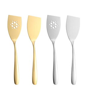 フライ返し ターナー 料理ヘラ 304ステンレス鋼製 鉄板焼き用 穴あき 水切り 多機能 ケーキ ステーキ パンケーキ調理用 モダン シンプルデザイン シルバー ゴールドカラー