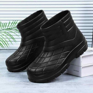 レインブーツ メンズ 男性用 男女兼用 ミドル丈 防滑 防水 作業用 釣り 厨房 コックシューズ 耐油 ゴム製 EVA素材 厚底 一体成型 平底 無地