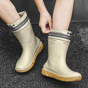 レインブーツ メンズ 長靴 ミドル丈 厚底 防水 防滑 PVCゴム ラバーシューズ 洗車用 厨房用 釣り用 作業用 ガーデニング アウトドア 耐摩耗性 大人 オールシーズン対応 無地