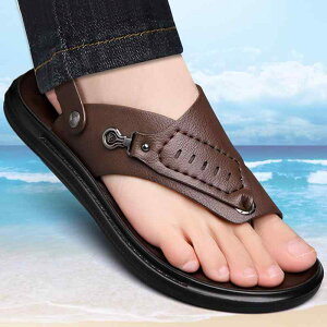 サンダル メンズ トングサンダル ビーチサンダル 夏 外履き 滑り止め クッション性 2way ドライビング 釣り アウトドア 普段使い レザー PUソール ブラック ブラウン