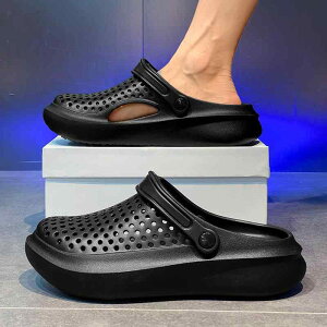 サンダル メンズ クロッグサンダル 穴あき 軽量 通気性 ビーチサンダル ウォーターシューズ 水陸両用 EVA素材 スリッポン リラックスシューズ 厚底 つま先保護