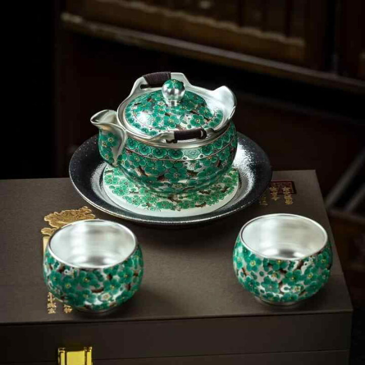 楽天市場】茶器 純銀999製 金彩 急須 湯呑み2点 1〜2人用 茶道具セット 