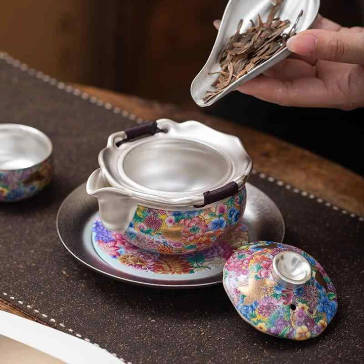 楽天市場】茶器セット 芳華デザイン 銀彩 青花柄 陶磁器製 急須 湯呑み 青花茶器セット 陶磁器 12点