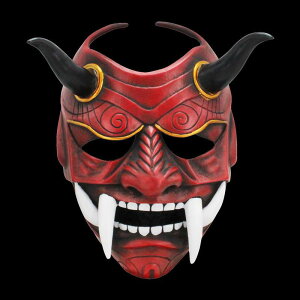 仮面 和風 般若 能面 鬼面 悪魔 牙 迫力 ワインレッド 白 ハロウィン コスプレ 仮装 パーティー イベント 舞台 演劇 舞踏会 樹脂製 レジン