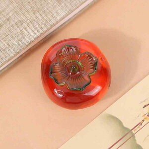 文鎮 書道 文房具 縁起物 柿 オブジェ ペーパーウェイト 筆置き クリスタルガラス製 精巧 手作り デスク 書斎 飾り物 デスクアクセサリー 開運アイテム ギフト プレゼント