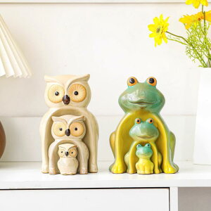 置物 カエル 動物モチーフ 陶器製 三点セット リビング 玄関 書斎 卓上 ワインラック ナチュラル おしゃれ インテリア オブジェ 飾り物 五彩釉薬仕上げ