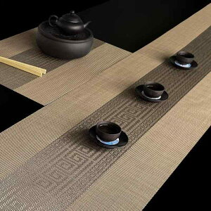 テーブルランナー 新中華風 禅風 モダン ダイニングテーブル ティーテーブル用 テーブルマット 防水 耐熱 PVC 高級感 ライトラグジュアリー 長方形 幾何学模様 茶席 来客用 リビング キッチ