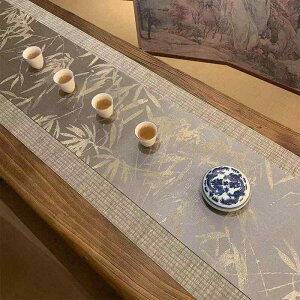 テーブルランナー 両面 ジャカード織り 撥水 綿麻生地 禅風 和モダン レトロ 新中華風 竹柄デザイン 高級感 ティーテーブルマット 茶器マット お茶席飾り