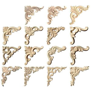 木彫り ヨーロピアン 欧風 無垢材 天然木 ラバーウッド 浮彫り 彫刻 花 コーナー装飾 壁飾り ウォールデコレーション アクセントウォール