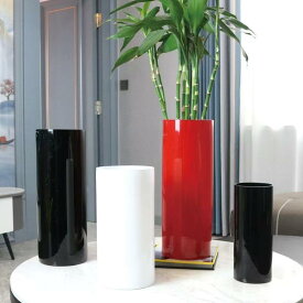 フラワーベース 高級感 ガラス製 フロア 大型 ストレート 筒型 スリム 水栽培 生け花 フラワーアレンジメント シンプル モダン 丸口 リビング 玄関 インテリア オブジェ 飾り ウェディング 結婚式 ブライダル 慶事 華やか 開運竹 ミリオンバンブー