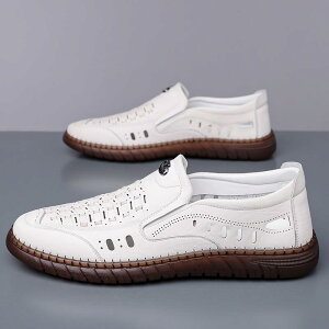 サンダル メンズ 大きいサイズ スリッポン ローファータイプ PUレザー メッシュ 通気性 滑り止め ソフトソール クッション性 シニア カジュアル 夏用