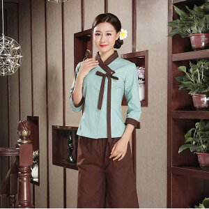 セットアップ レディース 新中華風 高級感 民族風 美容師 エステティシャン セラピスト ユニフォーム SPA マッサージ フットケア 養生館 サロン 業務用 作業服 吸湿速乾 綿混 春 夏