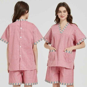 バスローブ レディース 背中開き 汗蒸ウェア サウナ ホテル 美容スパ エステ ゲスト用 足湯 リラックスウェア 高級感 綿100% コットン 厚手 5分袖 ショートパンツ ピンク ブルー