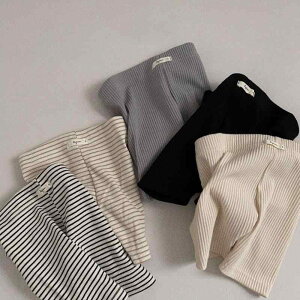 レギンス ベビー 子供 男女兼用 男の子 女の子 乳幼児 幼児 韓国ファッション 夏物 コットン 綿 リブ編み 薄手 五分丈 ハーフ丈 ソフト加工 柔らかい肌触り 伸縮性 無地 ストライプ 普段使い