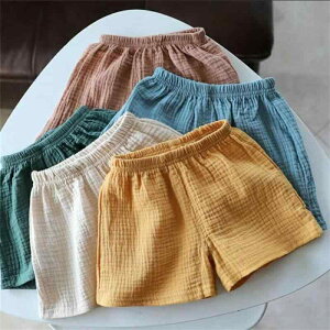 ショートパンツ キッズ ベビー 子供服 男の子 女の子 男女兼用 夏用 綿麻 コットンリネン ダブルガーゼ 通気性 涼しい ゆったり ウエストゴム 運動 普段着 部屋着 外遊び 無地 かわいい ベー