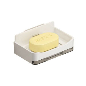 石鹸置き 壁掛け式 穴開け不要 粘着式 ソープホルダー 水切り石鹸皿 排水機能 家庭用 バスルーム 洗面所 フック付き シンプル PP素材 ホワイト ブラック グレー