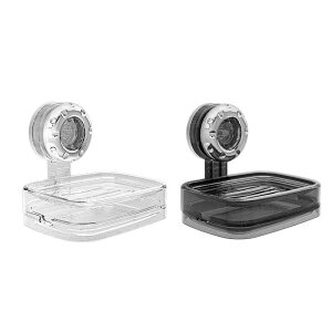 ソープディッシュ 吸盤 壁掛け 穴あけ不要 2段 水切り 蓋つき バスルーム 浴室 洗面所 家庭用 収納ラック ABS樹脂 PET樹脂 ドリル不要 ホルダー