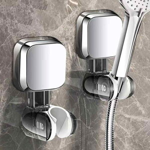 シャワーホルダー 家庭用 強力吸盤式 シャワーフック シャワースタンド 壁掛け 穴開け不要 ドリル不要 バスルーム 浴室収納 洗面所 プラスチック製 角度調整