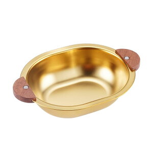 ボウル 子供用 304ステンレス鋼製 韓国風 ウォールナット調 両手付き 耐熱 厚手 楕円形 電子レンジ対応 モダンシンプルデザイン 離乳食皿 サラダボウル シルバー ゴールド