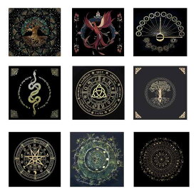 タロットクロス タロットカード 占い 儀式 祭壇用 ベルベットマット 正方形 月 神秘 幾何学模様 北欧風 インテリア ディスプレイ 瞑想 スピリチュアル グッズ