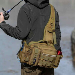 釣りバッグ 男性用 多機能 ルアーフィッシング対応 チェストバッグ ボディバッグ ウエストポーチ 大容量 ロッドホルダー付き タクティカル 斜め掛け 肩掛け アウトドア 登山 レジャー 旅行