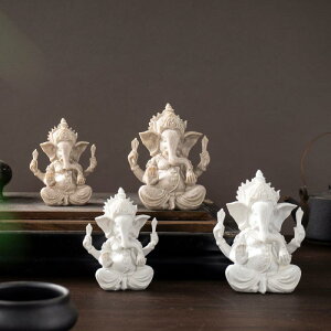 置物 ガネーシャ 象神 象の頭 財神 東南アジア タイ風 禅 卓上 インテリア 樹脂製 オブジェ 装飾品 ホワイト サンドベージュ リビング 玄関 デスク アジアン エスニック