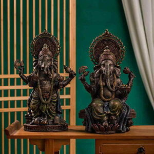 神像 ガネーシャ 象神 置物 オブジェ 樹脂製 東南アジア風 タイ風 アジアンテイスト 禅 モダン インテリア 飾り リビング 玄関 店舗 ホテル 応接室 デコレーション 工芸品