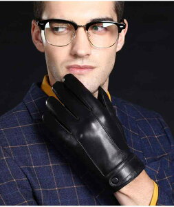 メンズ手袋 羊革 本革 シープスキン タッチパネル対応 防寒 冬用 裏起毛 バイク運転 ドライブ 通勤 ビジネス 二本ライン 黒 ブラック 茶 ブラウン