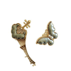 ブローチ 中華風 蝶 琵琶モチーフ レジン空枠 七宝焼き風 DIYパーツ 手作りアクセサリー素材 ペンダントトップ 胸飾り 上品 華やか アンティーク調