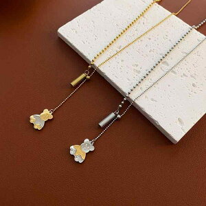 ネックレス レディース クマ 伸縮 スライド 鎖骨チェーン かわいい 個性的 上品 エレガント チタン鋼製 丸玉チェーン ゴールド シルバー 普段使い カジュアル ファッション 通勤向け 首飾り