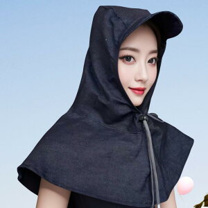 作業用ハット 男女兼用 防塵 日焼け防止 遮熱 デニム 肩カバー付き セメント運搬 荷物運搬 研磨作業 農作業 収穫作業 UVカット ネックガード フェイスカバー ツバ広