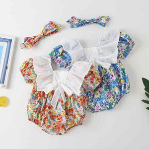 ロンパース 女の子 ベビー 新生児 綿100% コットン 薄手 半袖 スナップボタン 夏用 夏服 カバーオール ボディスーツ カジュアル かわいい おしゃれ 記念撮影 お宮参り 100日祝い お出かけ 普段